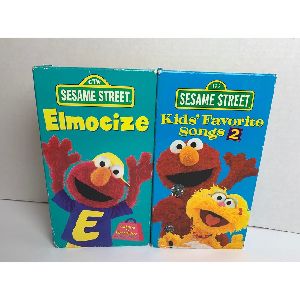 Vintage Sesame Street‎ VHS Lot/2 Elmocize Kids Favorite Songs 2 Kidcore Retro